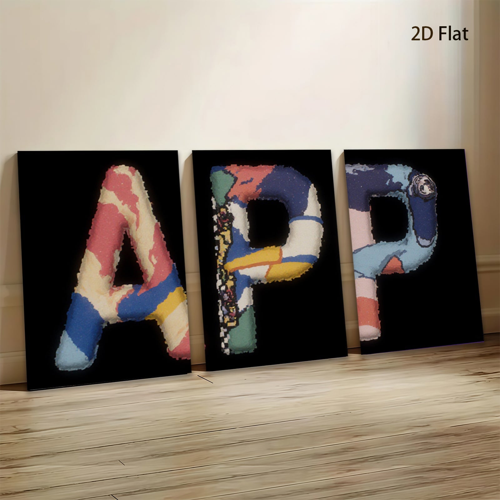2D flat 1pc Abstract Colorful Letter Art Wall Decor Modern Canvas Prints Living Room Bedroom Home Office Gallery Wrapped Ready to Hang Farmhouse Style