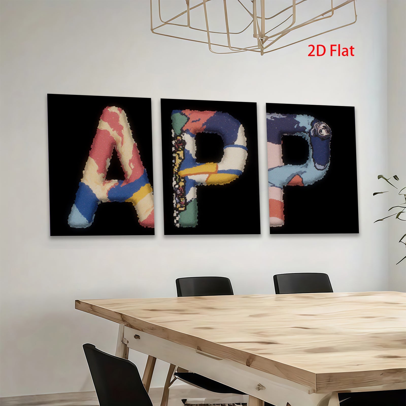 2D flat 1pc Abstract Colorful Letter Art Wall Decor Modern Canvas Prints Living Room Bedroom Home Office Gallery Wrapped Ready to Hang Farmhouse Style