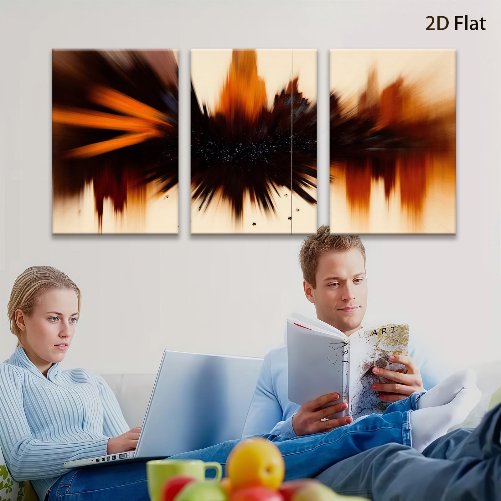 2D flat 1pc Abstract Expressionism Bursting Energy Modern Wall Art Decor Living Room Bedroom Home Office Gallery Wrapped Canvas Prints Coastal Farmhouse Style Trending Now