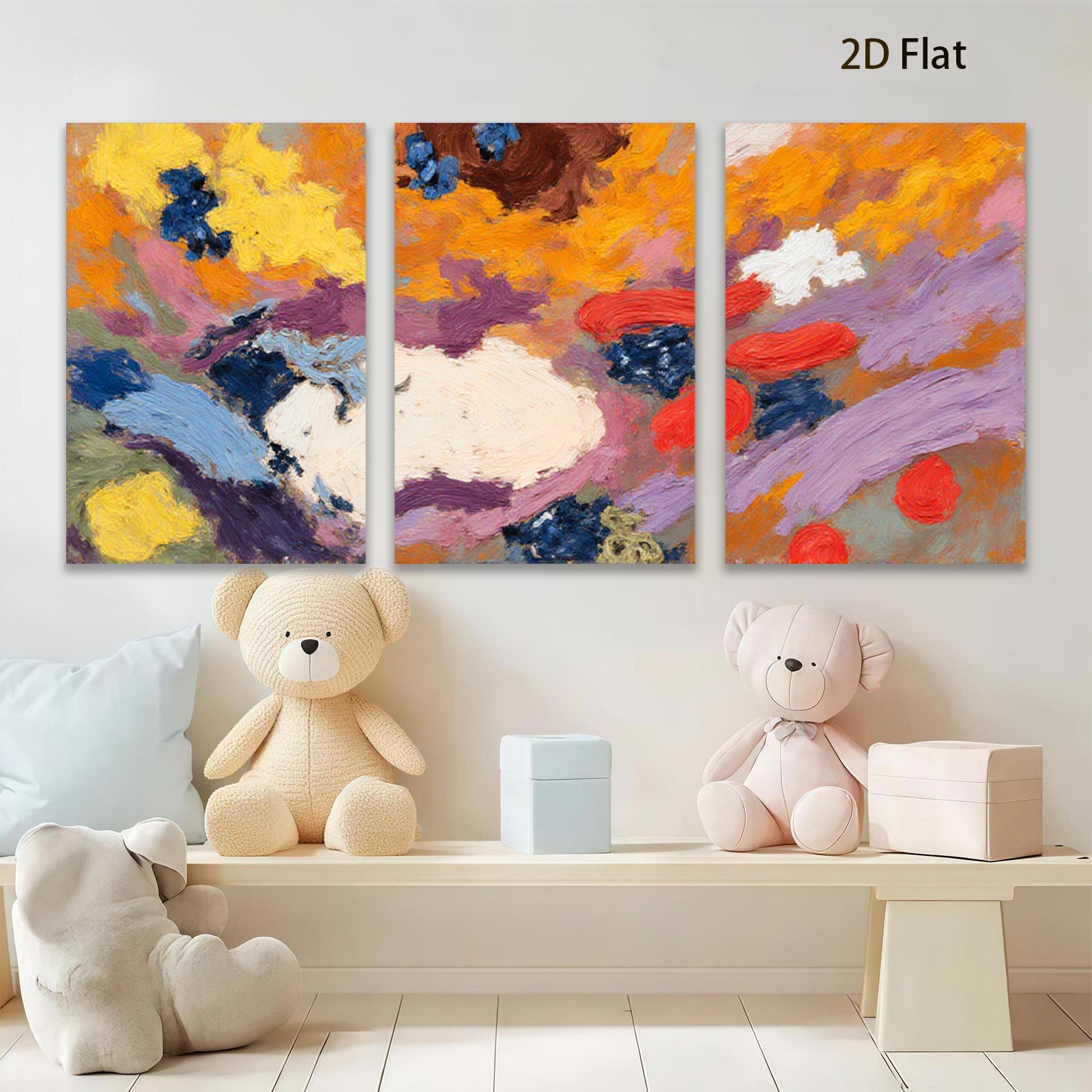 2D flat 1pc Abstract Expressionism vibrant color washes modern wall art living room bedroom decor farmhouse style gallery wrapped canvas prints