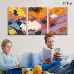2D flat 1pc Abstract Expressionism vibrant color washes modern wall art living room bedroom decor farmhouse style gallery wrapped canvas prints
