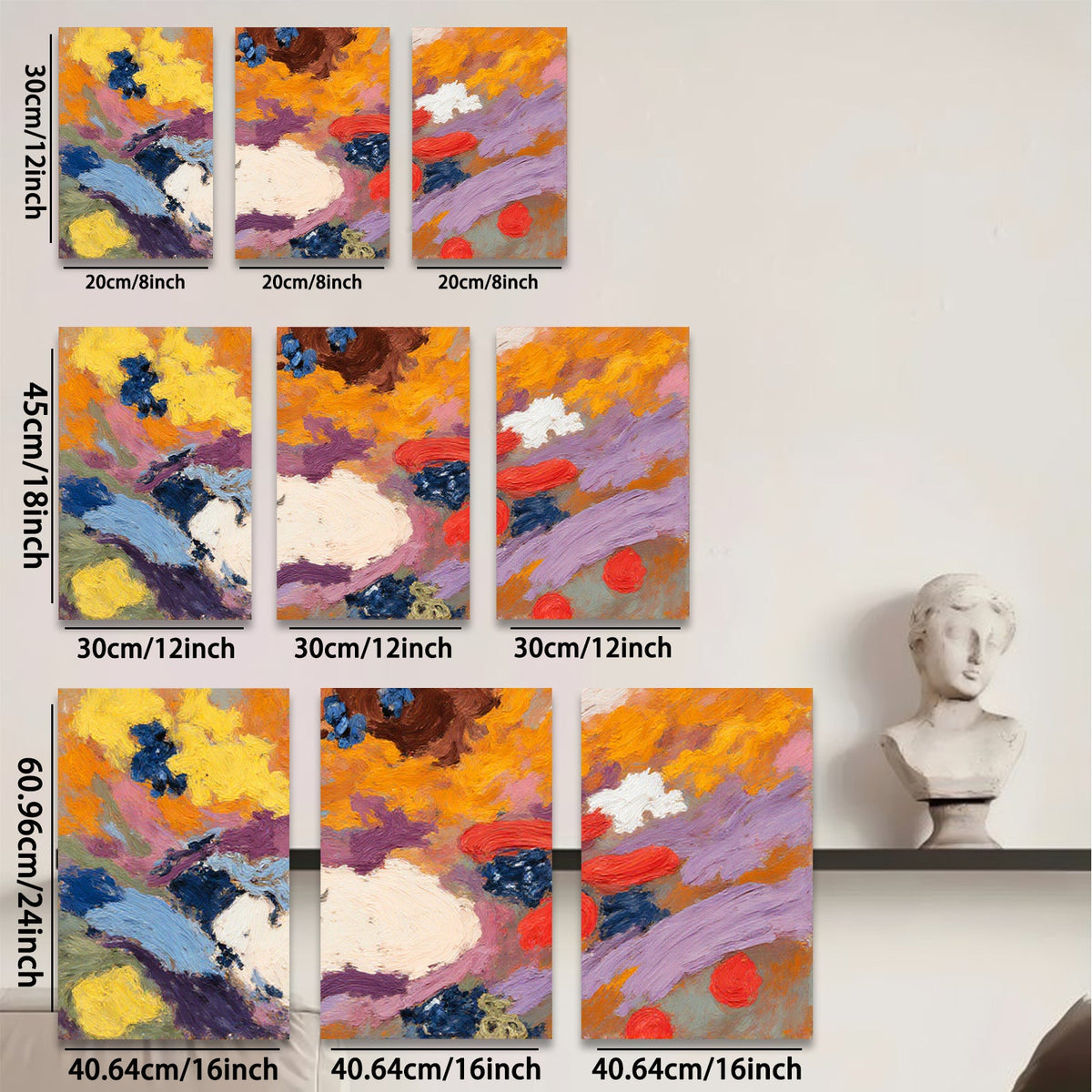 2D flat 1pc Abstract Expressionism vibrant color washes modern wall art living room bedroom decor farmhouse style gallery wrapped canvas prints