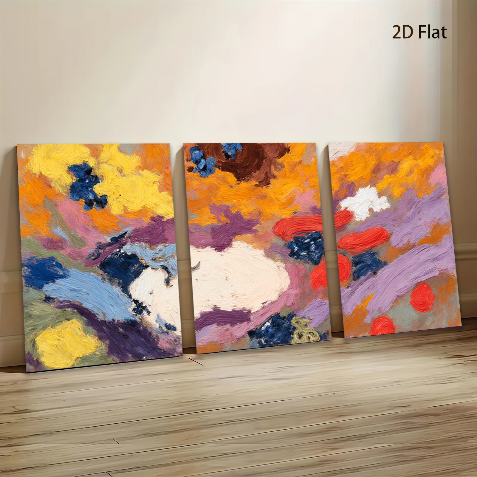 2D flat 1pc Abstract Expressionism vibrant color washes modern wall art living room bedroom decor farmhouse style gallery wrapped canvas prints