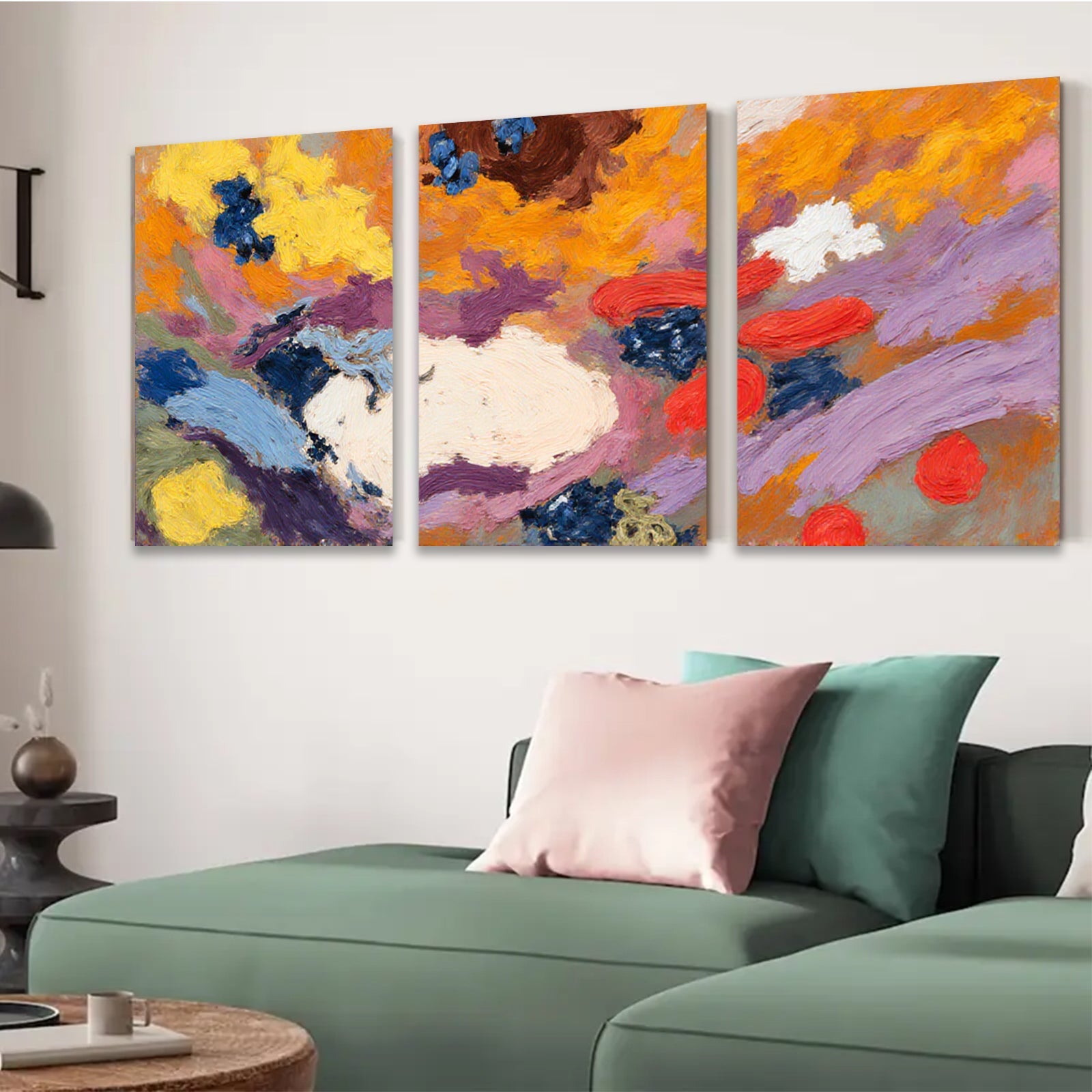 2D flat 1pc Abstract Expressionism vibrant color washes modern wall art living room bedroom decor farmhouse style gallery wrapped canvas prints