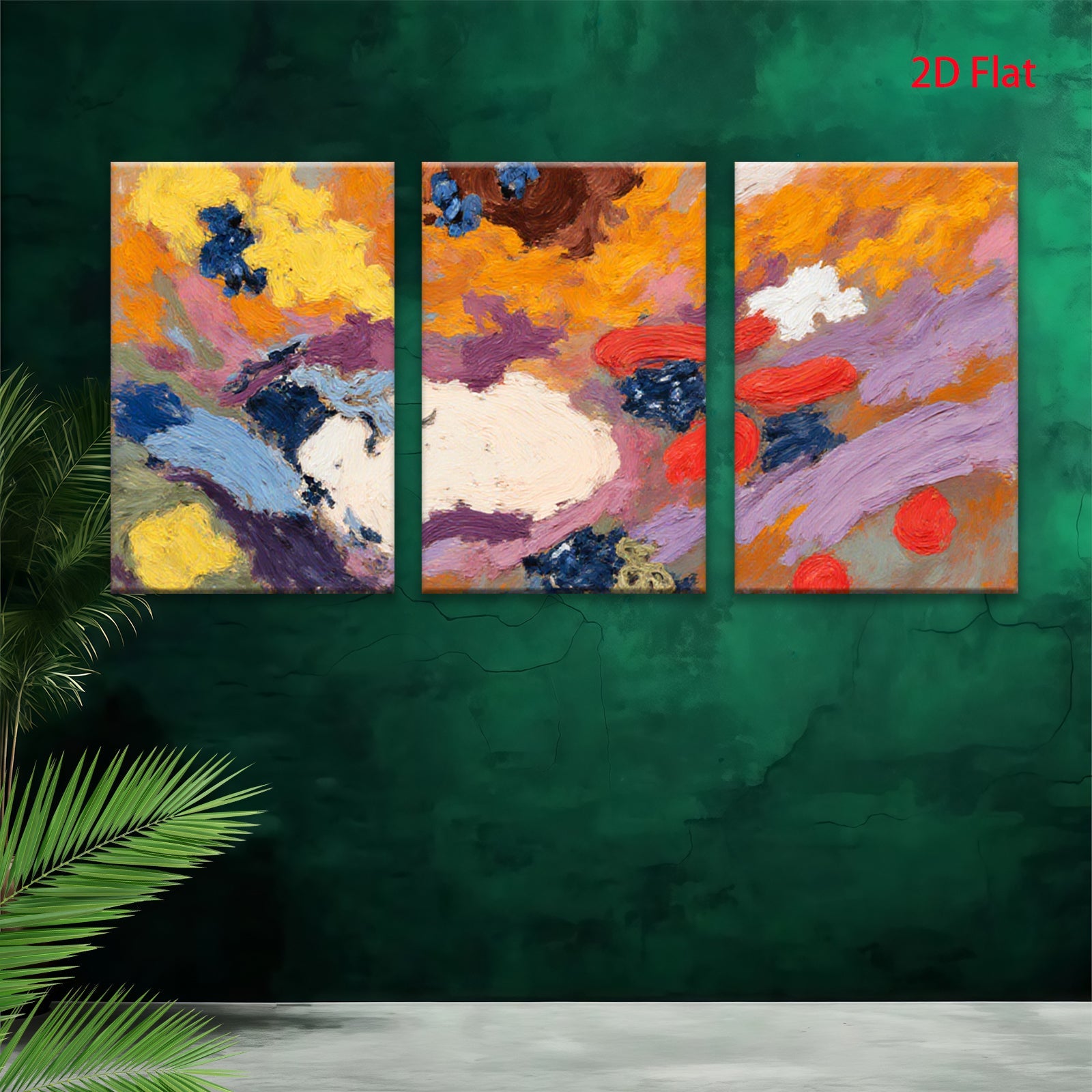 2D flat 1pc Abstract Expressionism vibrant color washes modern wall art living room bedroom decor farmhouse style gallery wrapped canvas prints