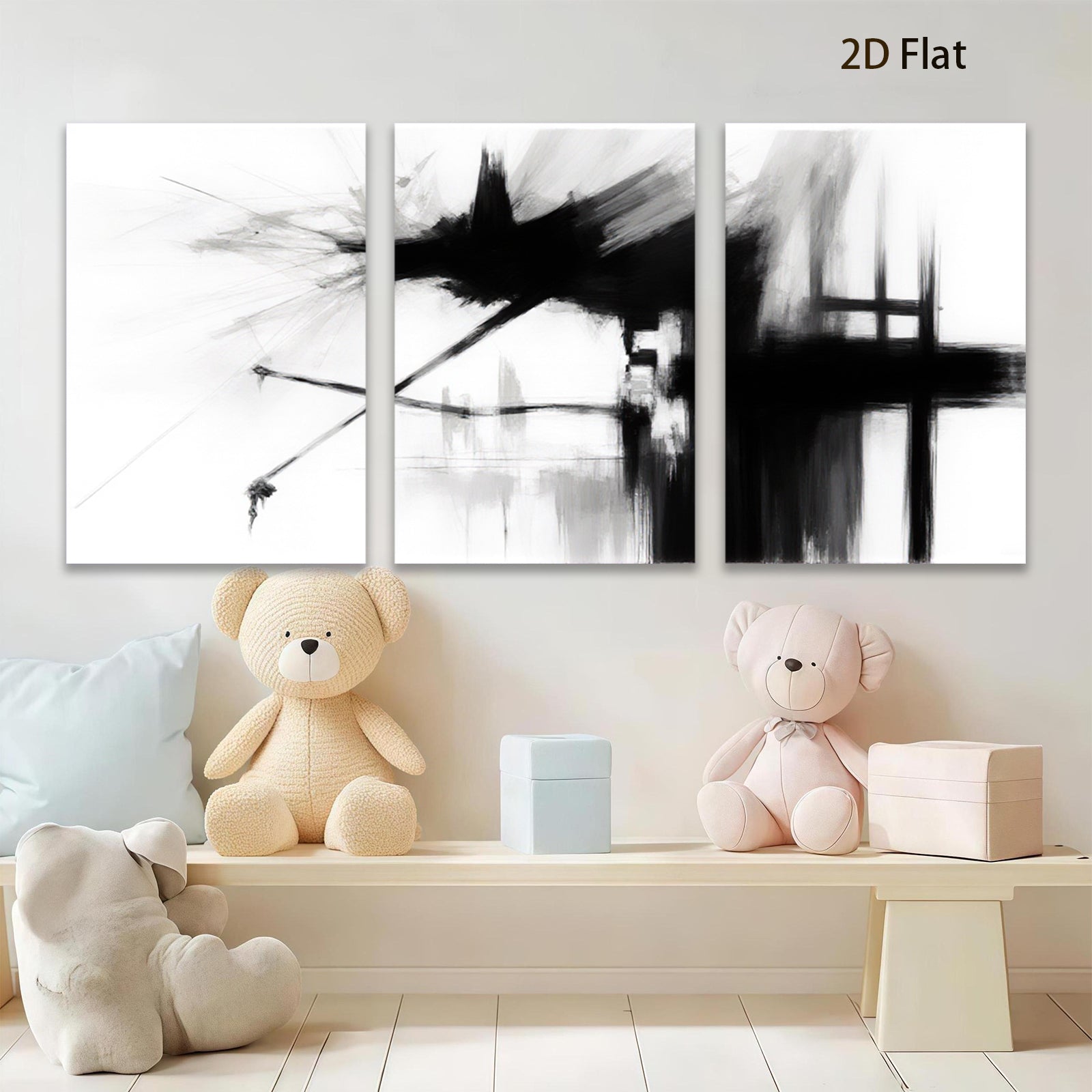 2D flat 1pc Abstract Expressionist Brushstroke Canvas Wall Art for Living Room Bedroom Modern Farmhouse Decor Gallery Wrapped Minimalist Statement Piece Coastal Chic Home Refresh
