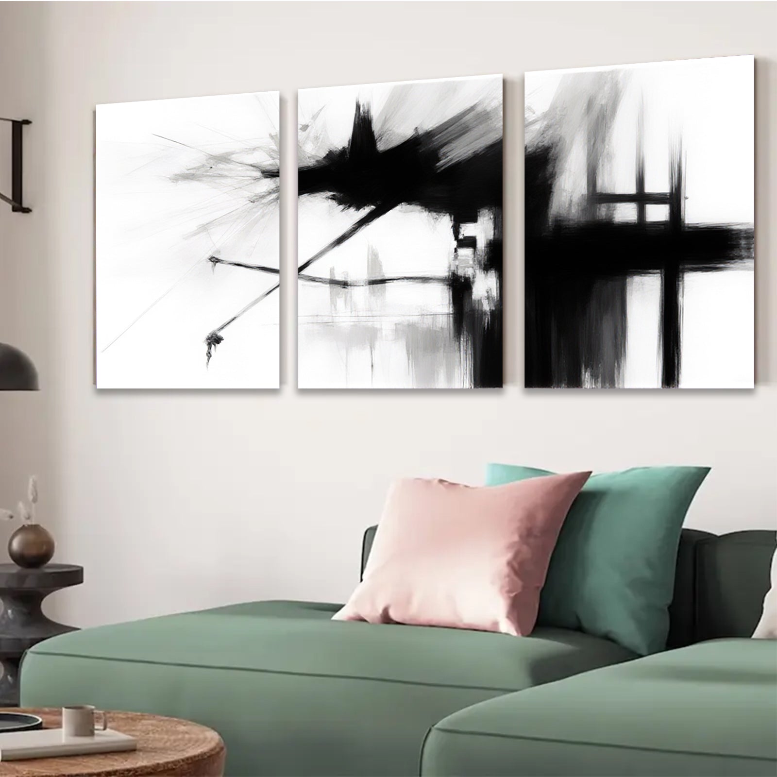 2D flat 1pc Abstract Expressionist Brushstroke Canvas Wall Art for Living Room Bedroom Modern Farmhouse Decor Gallery Wrapped Minimalist Statement Piece Coastal Chic Home Refresh