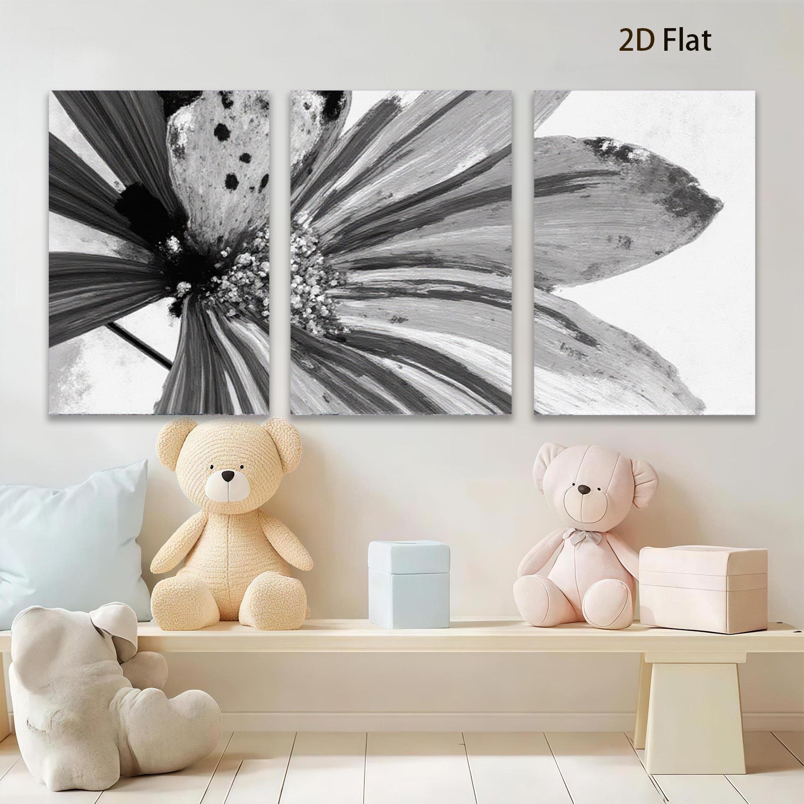 2D flat 1pc Abstract Floral Bloom Canvas Wall Art for Living Room Bedroom Modern Farmhouse Decor Gallery Wrapped Ready to Hang