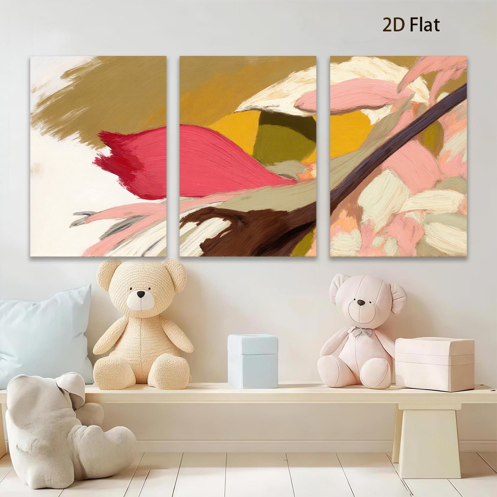 2D flat 1pc Abstract Floral Brushstrokes Warm Palette Living Room Bedroom Gallery Wall Art Modern Home Decor Canvas Prints Large Size