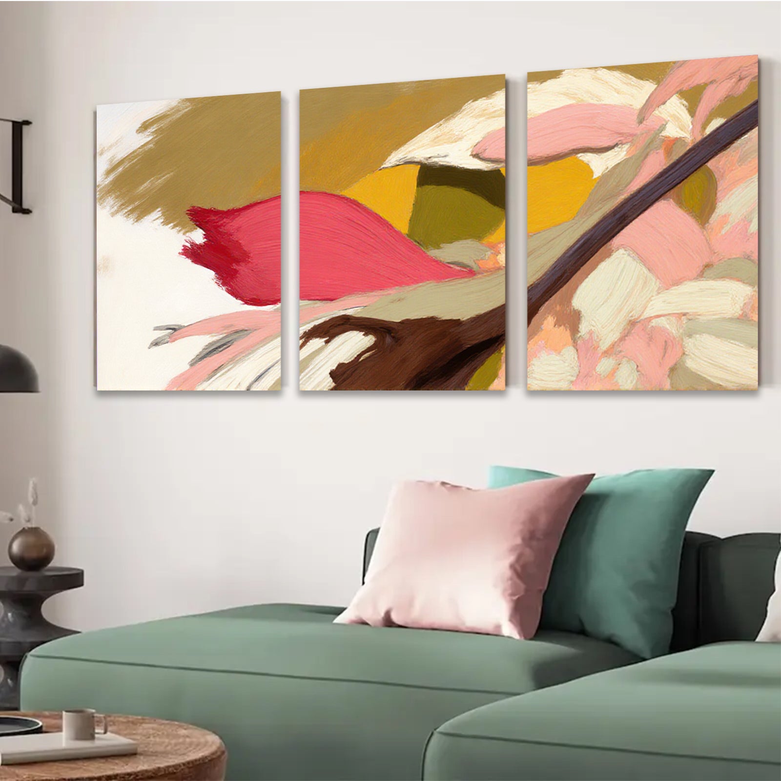 2D flat 1pc Abstract Floral Brushstrokes Warm Palette Living Room Bedroom Gallery Wall Art Modern Home Decor Canvas Prints Large Size