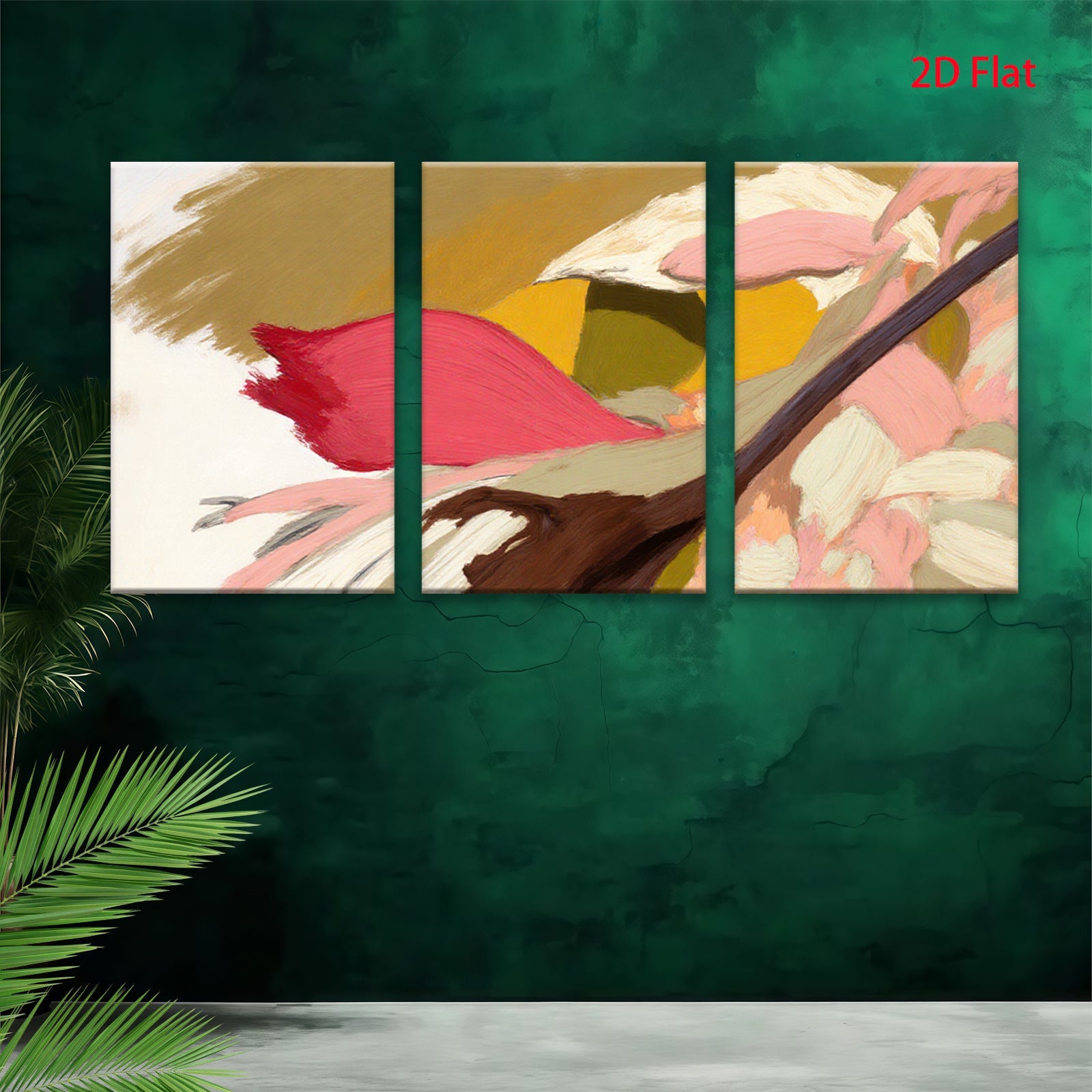 2D flat 1pc Abstract Floral Brushstrokes Warm Palette Living Room Bedroom Gallery Wall Art Modern Home Decor Canvas Prints Large Size