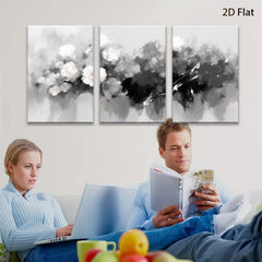 2D flat 1pc Abstract Floral Canvas Wall Art Modern Farmhouse Decor Living Room Bedroom Bathroom Gallery Wrapped Ready to Hang Teal Gray Neutral Tones