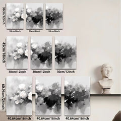 2D flat 1pc Abstract Floral Canvas Wall Art Modern Farmhouse Decor Living Room Bedroom Bathroom Gallery Wrapped Ready to Hang Teal Gray Neutral Tones