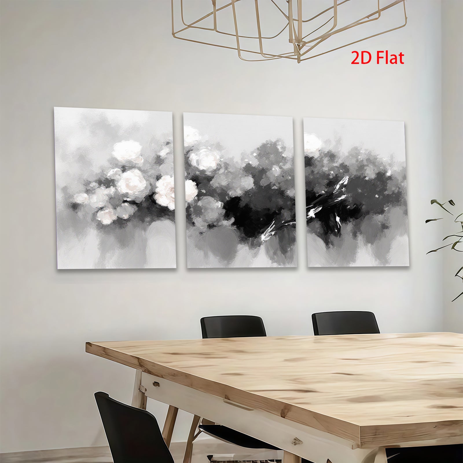 2D flat 1pc Abstract Floral Canvas Wall Art Modern Farmhouse Decor Living Room Bedroom Bathroom Gallery Wrapped Ready to Hang Teal Gray Neutral Tones