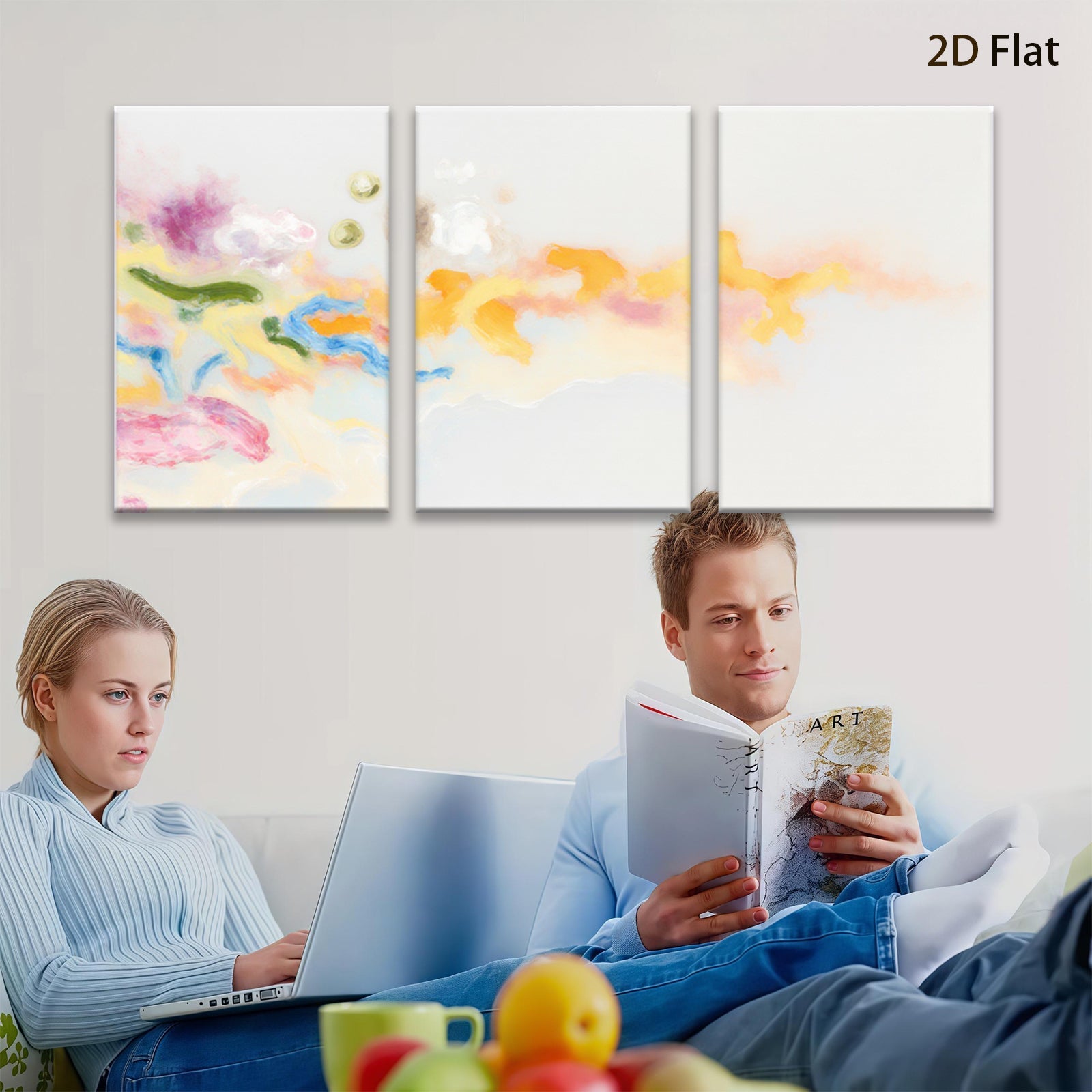 2D flat 1pc Abstract Floral Wash Modern Wall Art Canvas Prints Living Room Bedroom Decor Farmhouse Style Gallery Wrapped Ready to Hang