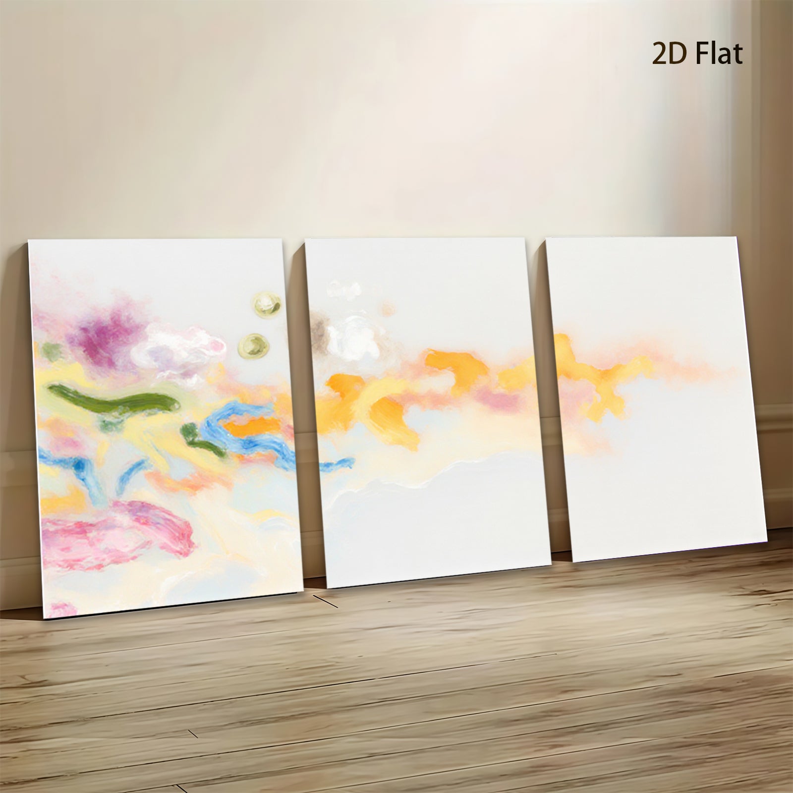 2D flat 1pc Abstract Floral Wash Modern Wall Art Canvas Prints Living Room Bedroom Decor Farmhouse Style Gallery Wrapped Ready to Hang