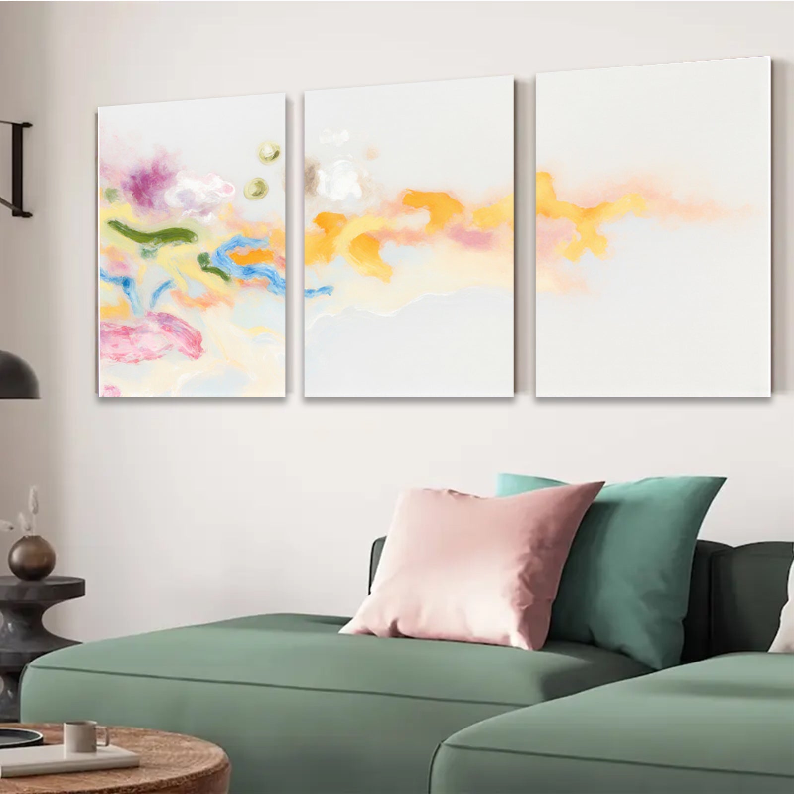 2D flat 1pc Abstract Floral Wash Modern Wall Art Canvas Prints Living Room Bedroom Decor Farmhouse Style Gallery Wrapped Ready to Hang