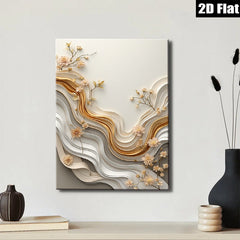 2D flat 1pc Abstract Floral Wave Canvas Wall Art Modern Farmhouse Decor Living Room Bedroom Dining Room Gallery Wrapped Ready to Hang Large Size