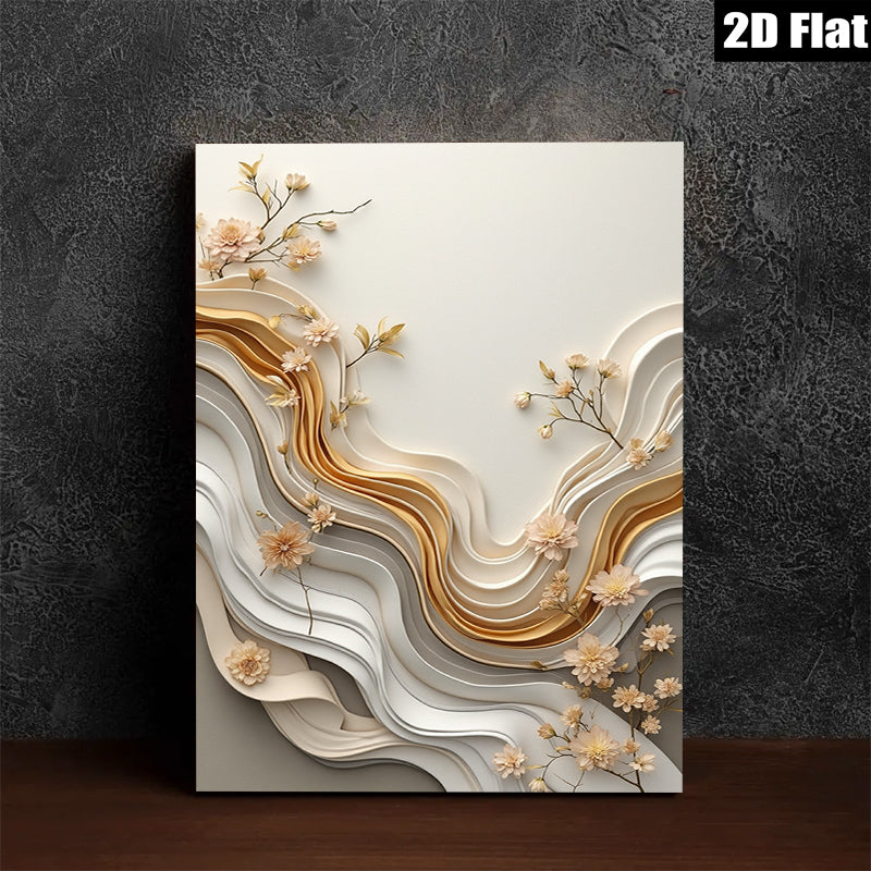2D flat 1pc Abstract Floral Wave Canvas Wall Art Modern Farmhouse Decor Living Room Bedroom Dining Room Gallery Wrapped Ready to Hang Large Size