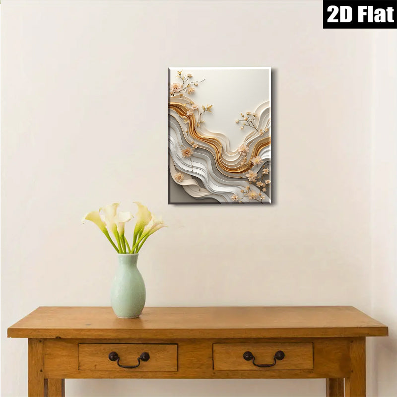 2D flat 1pc Abstract Floral Wave Canvas Wall Art Modern Farmhouse Decor Living Room Bedroom Dining Room Gallery Wrapped Ready to Hang Large Size