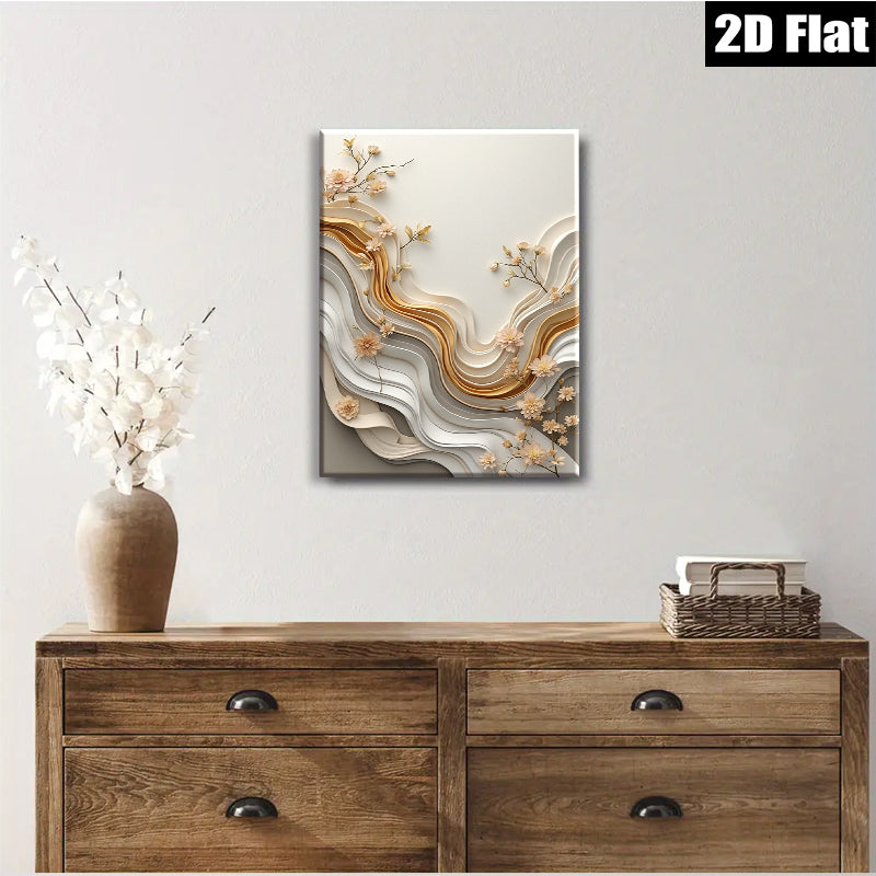 2D flat 1pc Abstract Floral Wave Canvas Wall Art Modern Farmhouse Decor Living Room Bedroom Dining Room Gallery Wrapped Ready to Hang Large Size