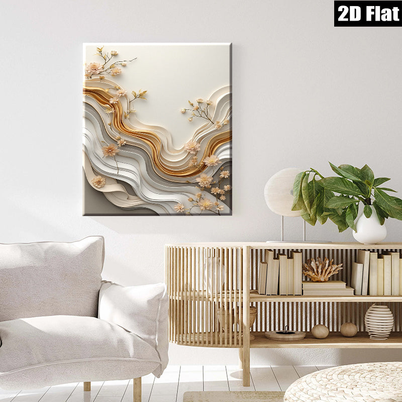 2D flat 1pc Abstract Floral Wave Canvas Wall Art Modern Farmhouse Decor Living Room Bedroom Dining Room Gallery Wrapped Ready to Hang Large Size