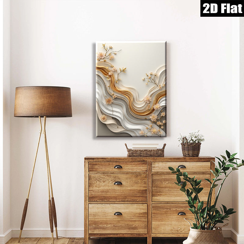 2D flat 1pc Abstract Floral Wave Canvas Wall Art Modern Farmhouse Decor Living Room Bedroom Dining Room Gallery Wrapped Ready to Hang Large Size