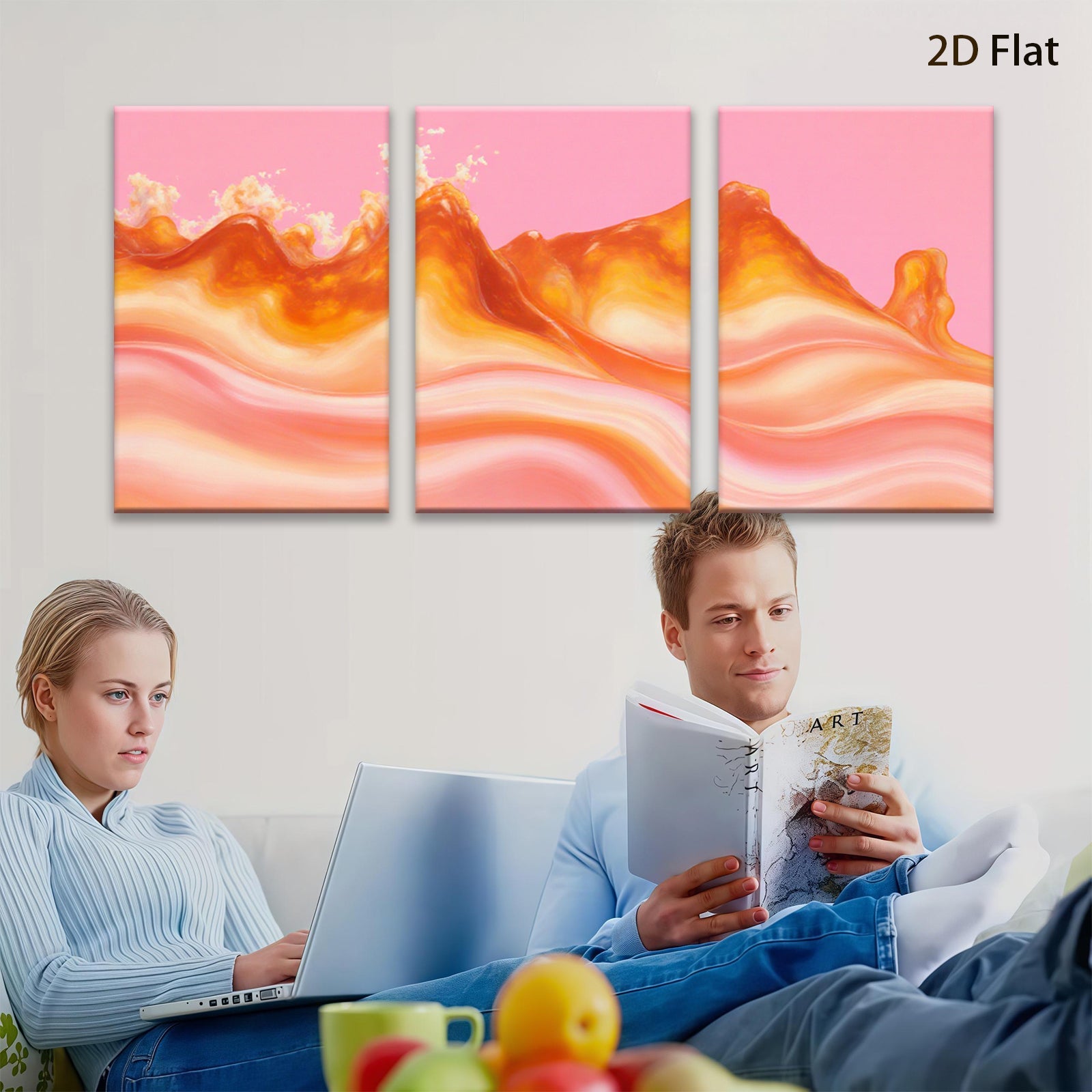 2D flat 1pc Abstract Flowing Lava Warm Tones Gallery Wall Art Bedroom Living Room Modern Farmhouse Decor Coastal Chic Trending Now