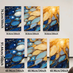 2D flat 1pc Abstract Fluid Art Gold Veins Blue White Wall Decor Living Room Bedroom Modern Farmhouse Canvas Prints Gallery Wrapped Ready to Hang