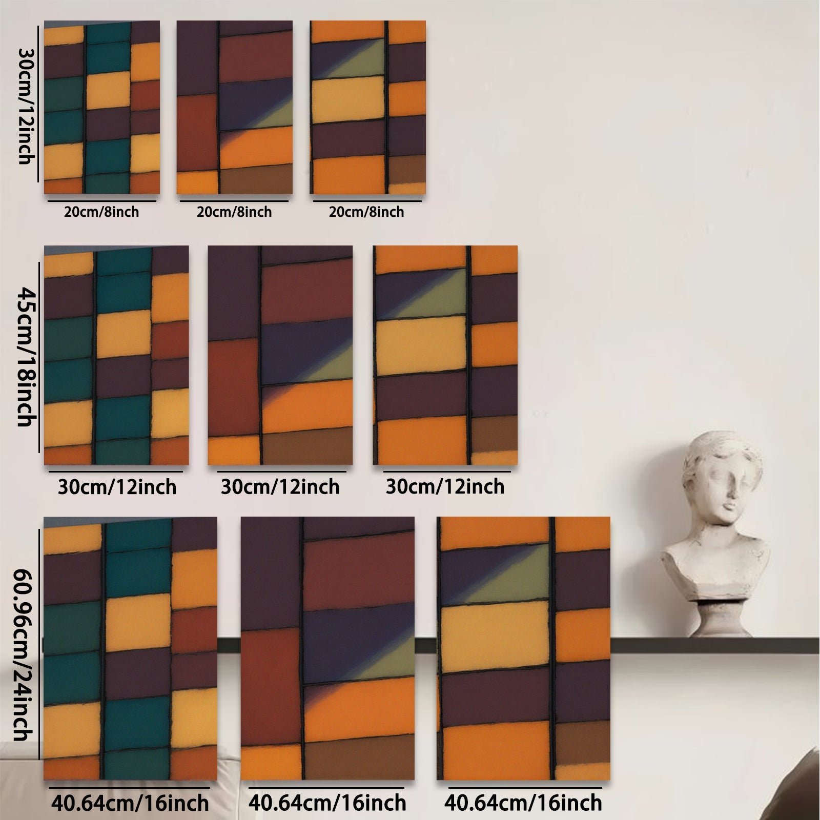 2D flat 1pc Abstract Geometric Blocks Modern Wall Art Living Room Bedroom Decor Farmhouse Style Canvas Prints Ready to Hang Large Size Contemporary Artwork