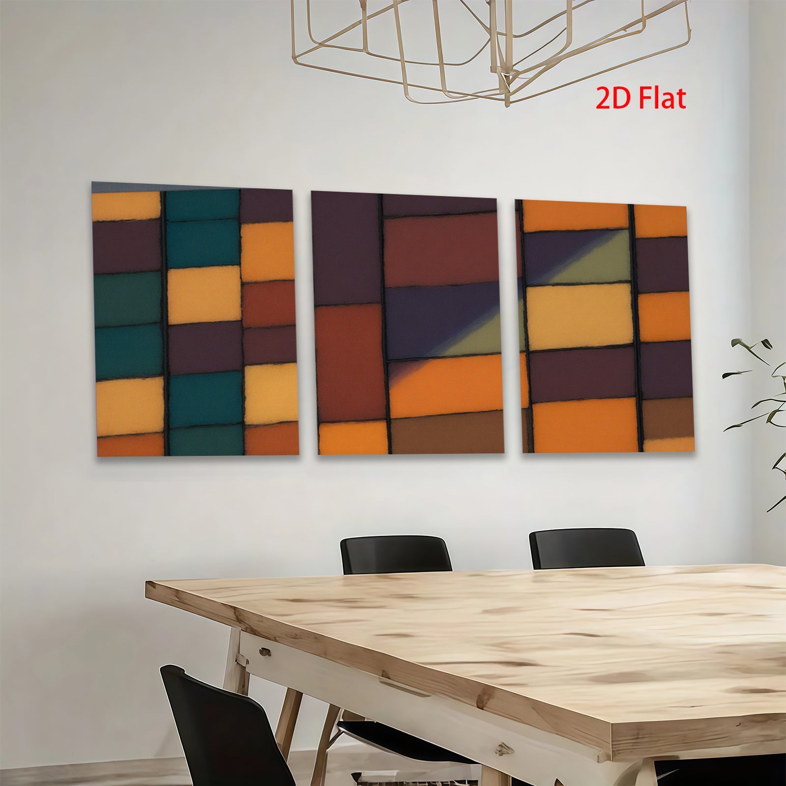 2D flat 1pc Abstract Geometric Blocks Modern Wall Art Living Room Bedroom Decor Farmhouse Style Canvas Prints Ready to Hang Large Size Contemporary Artwork