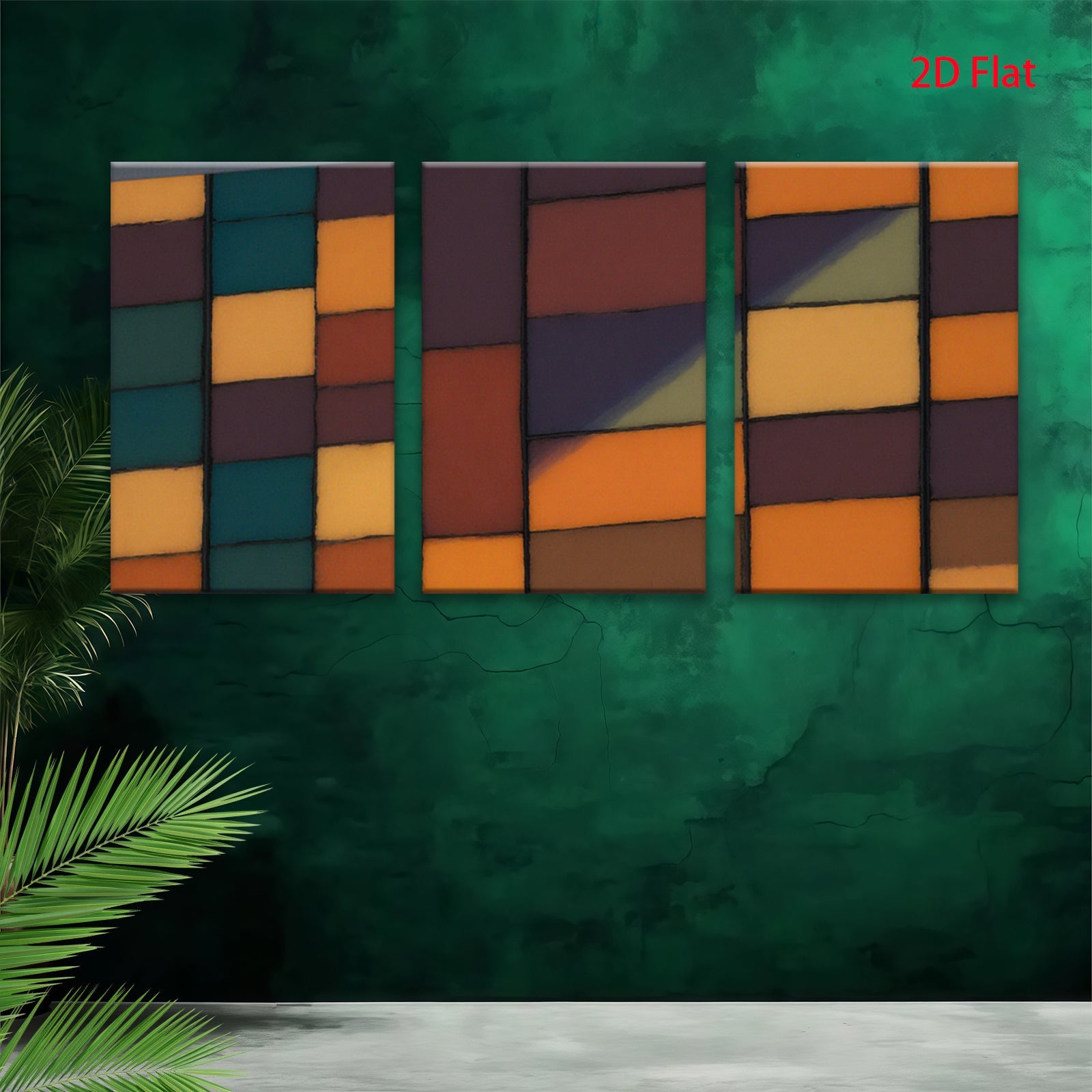 2D flat 1pc Abstract Geometric Blocks Modern Wall Art Living Room Bedroom Decor Farmhouse Style Canvas Prints Ready to Hang Large Size Contemporary Artwork