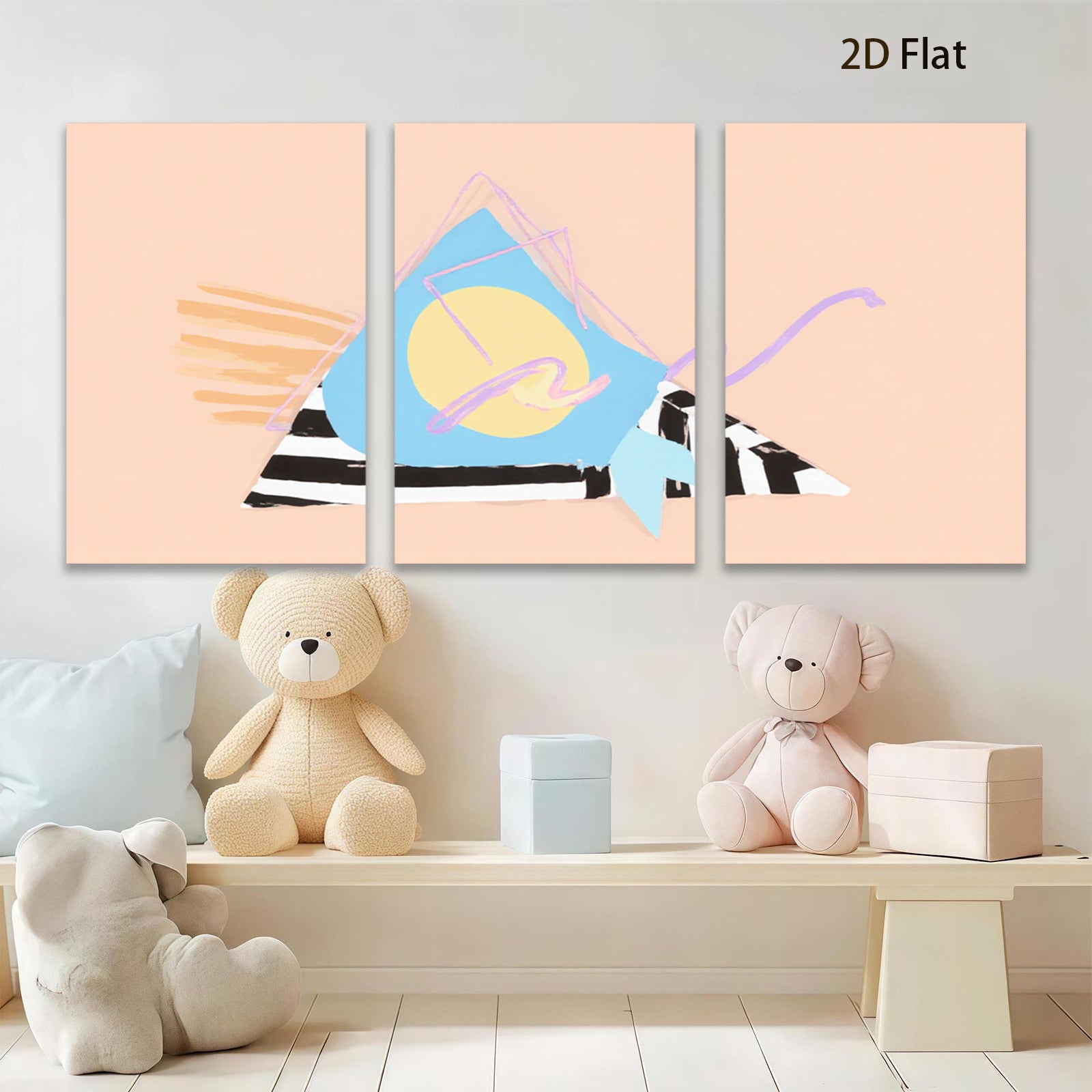 2D flat 1pc Abstract Geometric Canvas Wall Art Modern Minimalist D��cor Living Room Bedroom Office Gallery Wrapped Ready to Hang Farmhouse Style
