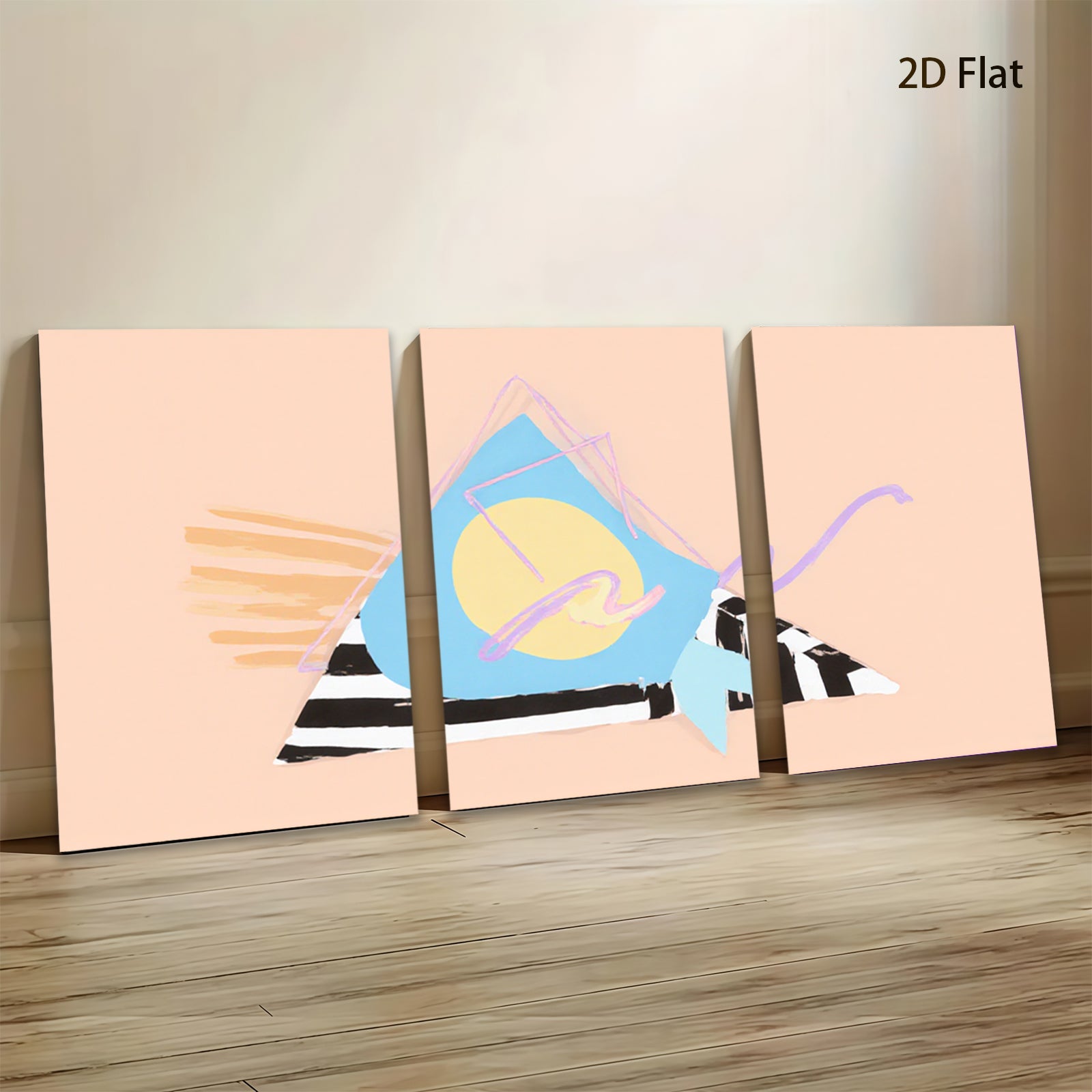 2D flat 1pc Abstract Geometric Canvas Wall Art Modern Minimalist D��cor Living Room Bedroom Office Gallery Wrapped Ready to Hang Farmhouse Style