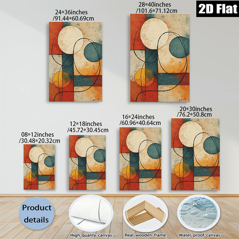 2D flat 1pc Abstract Geometric Circles Modern Wall Art Decor Living Room Bedroom Canvas Prints Home Office Artwork Gallery Wrapped Ready To Hang