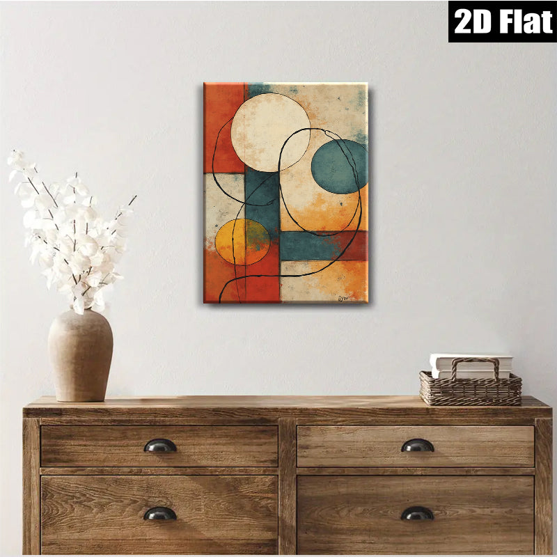 2D flat 1pc Abstract Geometric Circles Modern Wall Art Decor Living Room Bedroom Canvas Prints Home Office Artwork Gallery Wrapped Ready To Hang