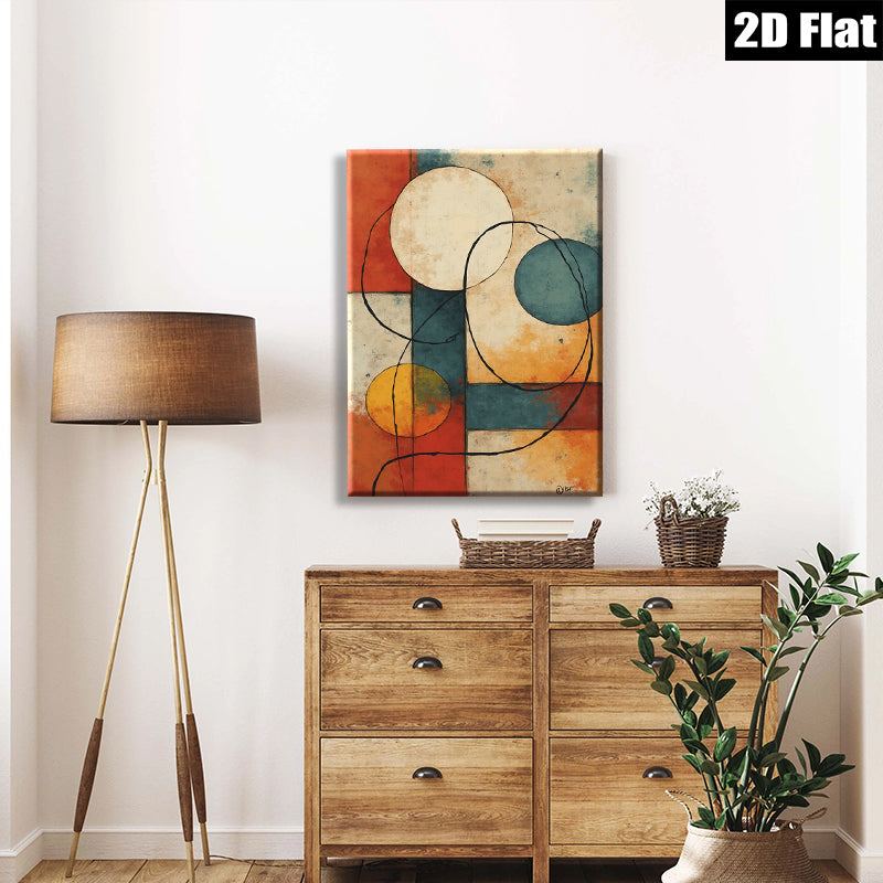 2D flat 1pc Abstract Geometric Circles Modern Wall Art Decor Living Room Bedroom Canvas Prints Home Office Artwork Gallery Wrapped Ready To Hang