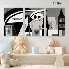 2D flat 1pc Abstract Geometric Cityscape Modern Wall Art Living Room Bedroom Decor Canvas Prints farmhouse style minimalist aesthetic gallery wrapped ready to hang