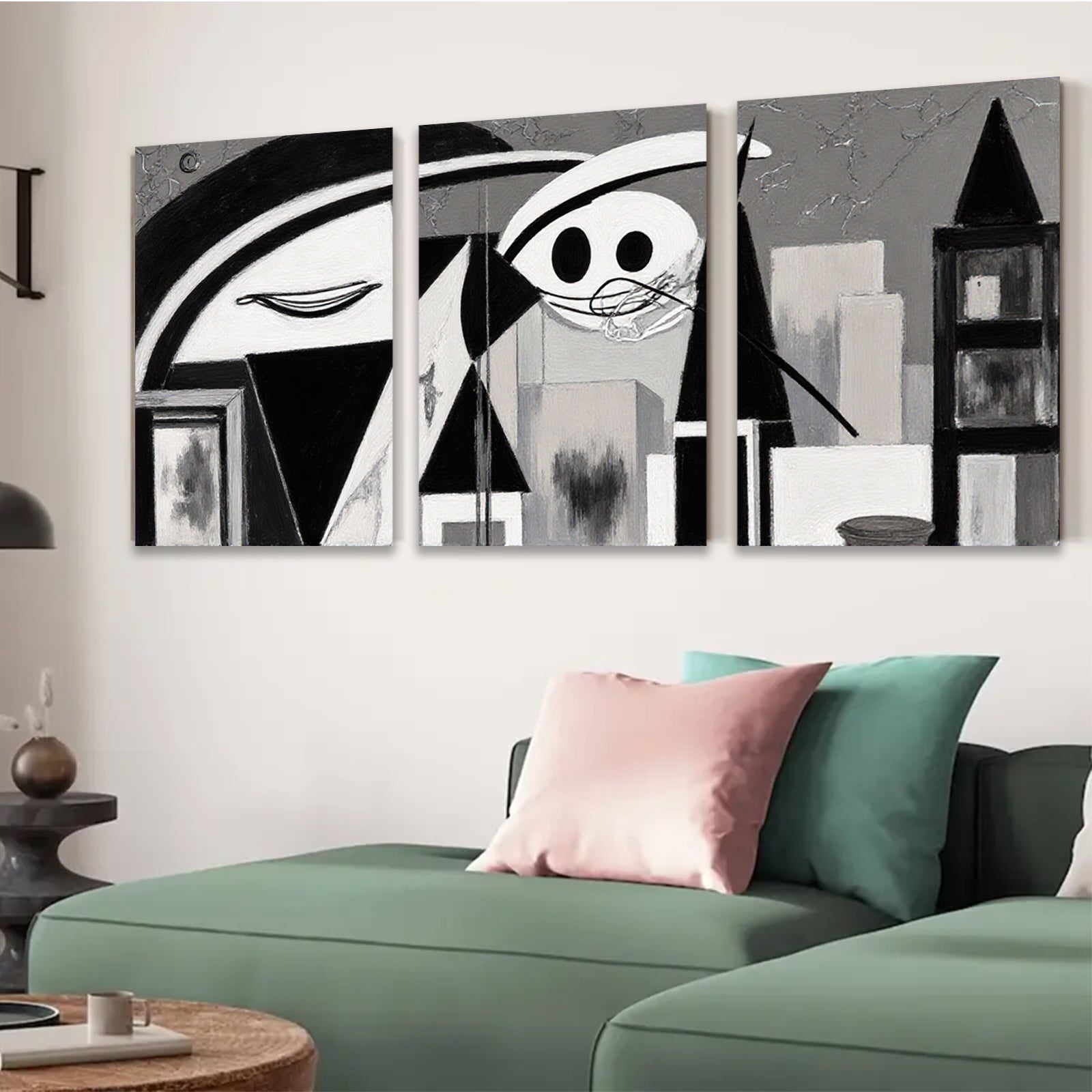 2D flat 1pc Abstract Geometric Cityscape Modern Wall Art Living Room Bedroom Decor Canvas Prints farmhouse style minimalist aesthetic gallery wrapped ready to hang