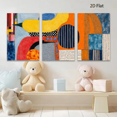 2D flat 1pc Abstract Geometric Composition Modern Wall Art Living Room Bedroom Decor Gallery Wrapped Canvas Prints Colorful Home Accents Stylish Art Piece
