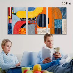 2D flat 1pc Abstract Geometric Composition Modern Wall Art Living Room Bedroom Decor Gallery Wrapped Canvas Prints Colorful Home Accents Stylish Art Piece