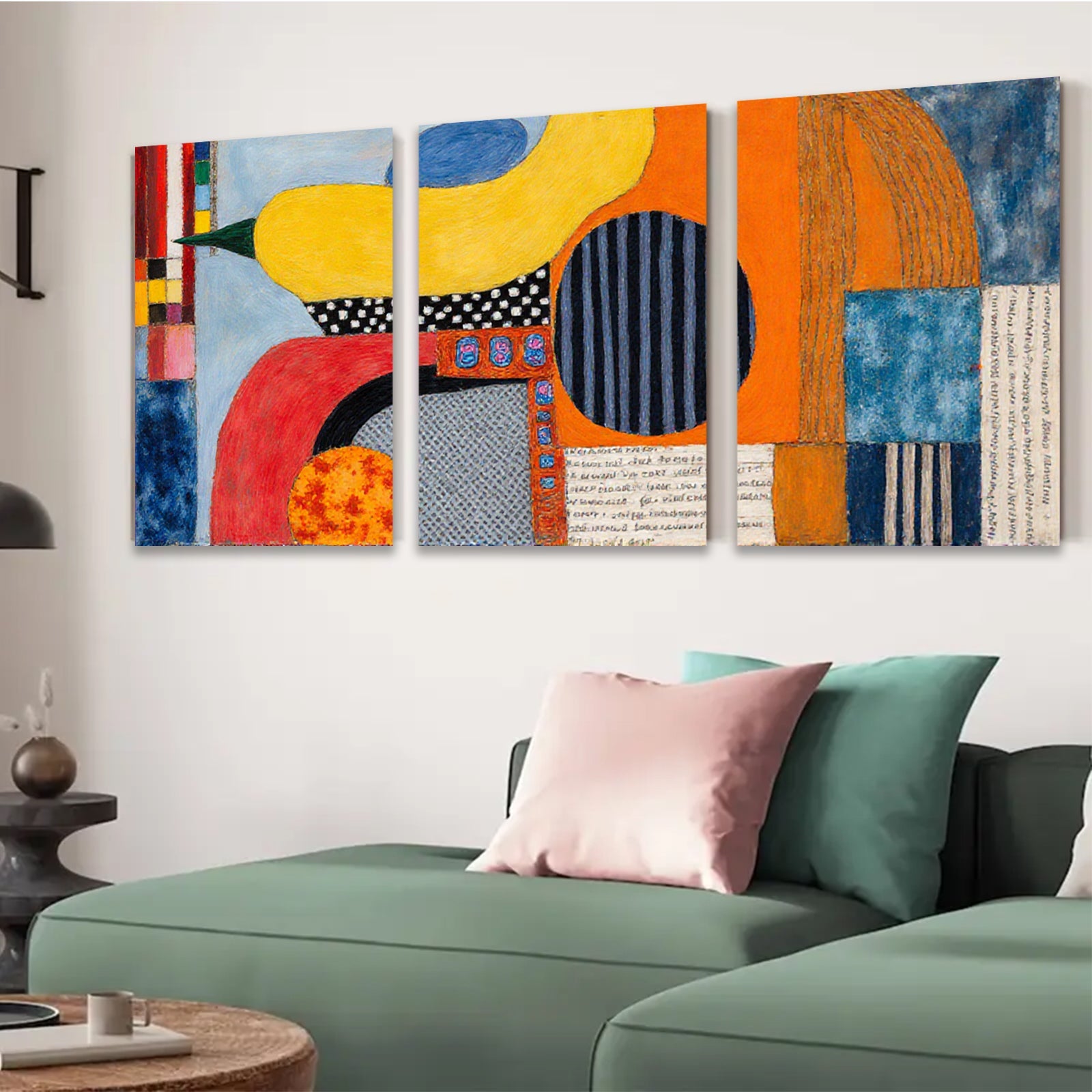 2D flat 1pc Abstract Geometric Composition Modern Wall Art Living Room Bedroom Decor Gallery Wrapped Canvas Prints Colorful Home Accents Stylish Art Piece