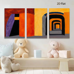 2D flat 1pc Abstract Geometric Hallway Canvas Wall Art Modern Living Room Bedroom Decor Farmhouse Style Gallery Wrapped Art