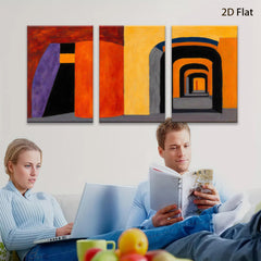 2D flat 1pc Abstract Geometric Hallway Canvas Wall Art Modern Living Room Bedroom Decor Farmhouse Style Gallery Wrapped Art