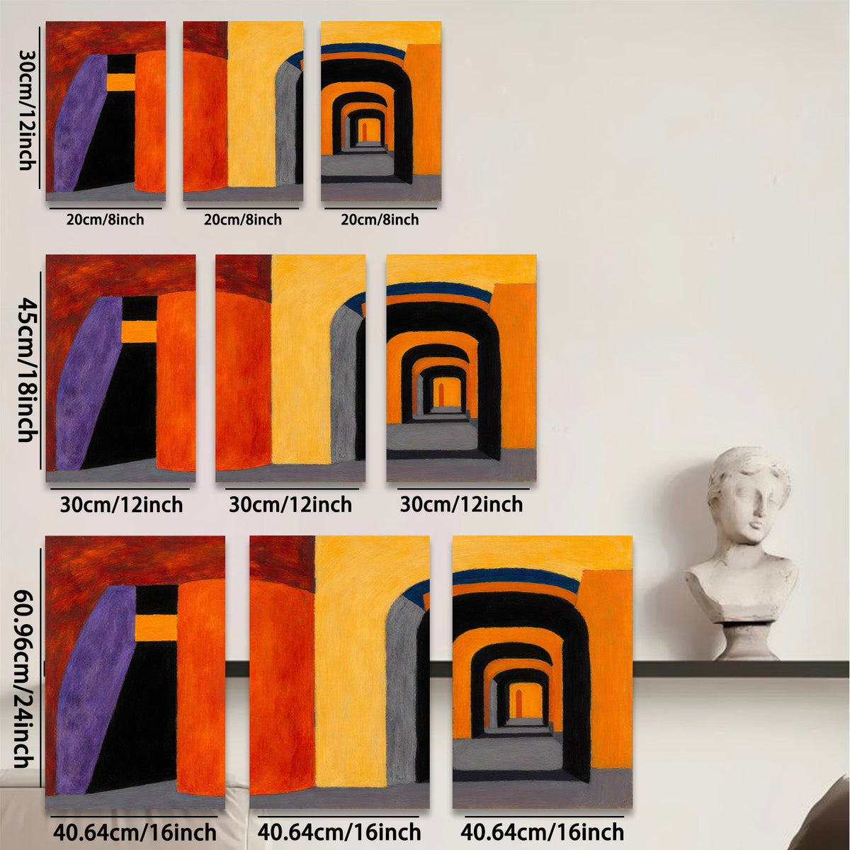 2D flat 1pc Abstract Geometric Hallway Canvas Wall Art Modern Living Room Bedroom Decor Farmhouse Style Gallery Wrapped Art