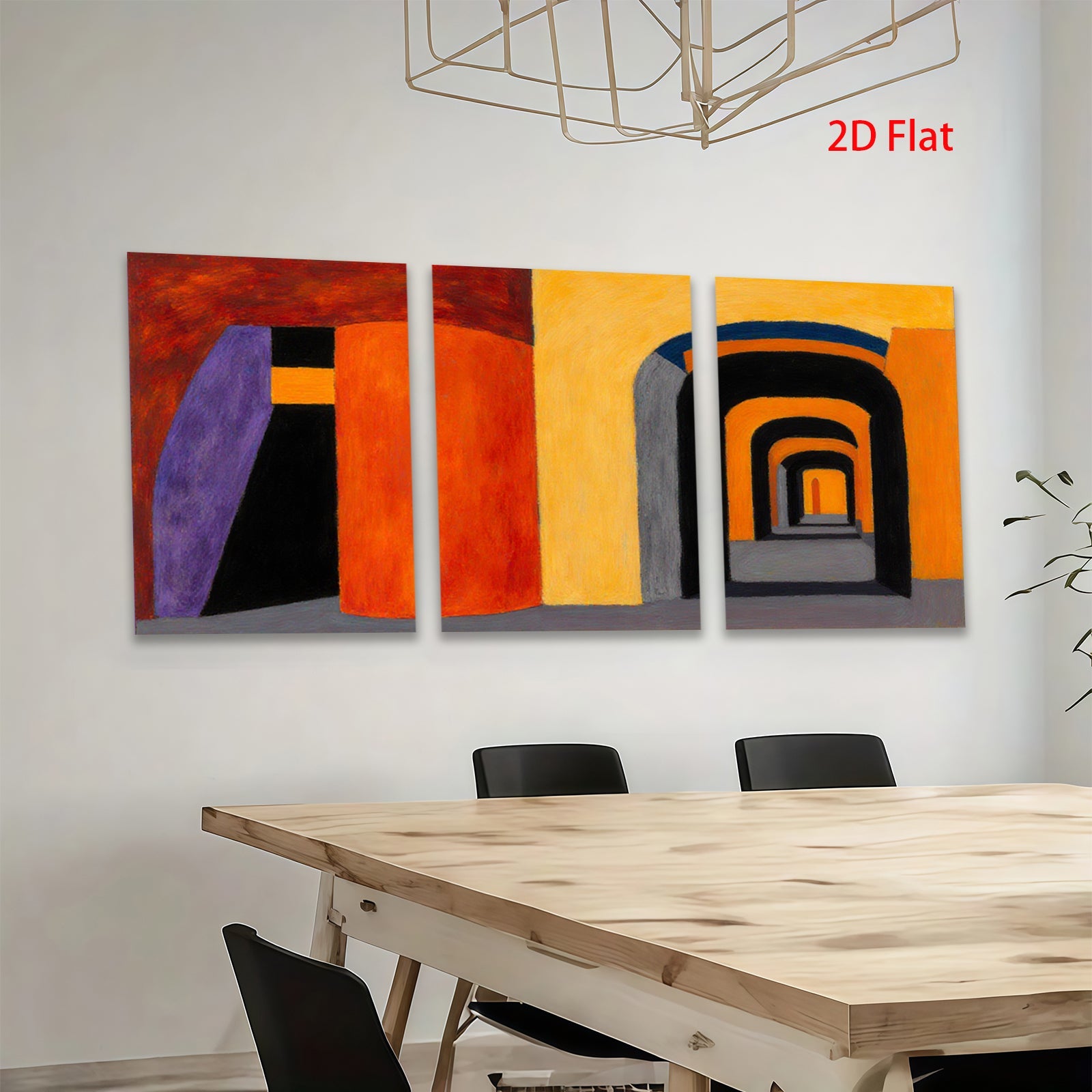 2D flat 1pc Abstract Geometric Hallway Canvas Wall Art Modern Living Room Bedroom Decor Farmhouse Style Gallery Wrapped Art