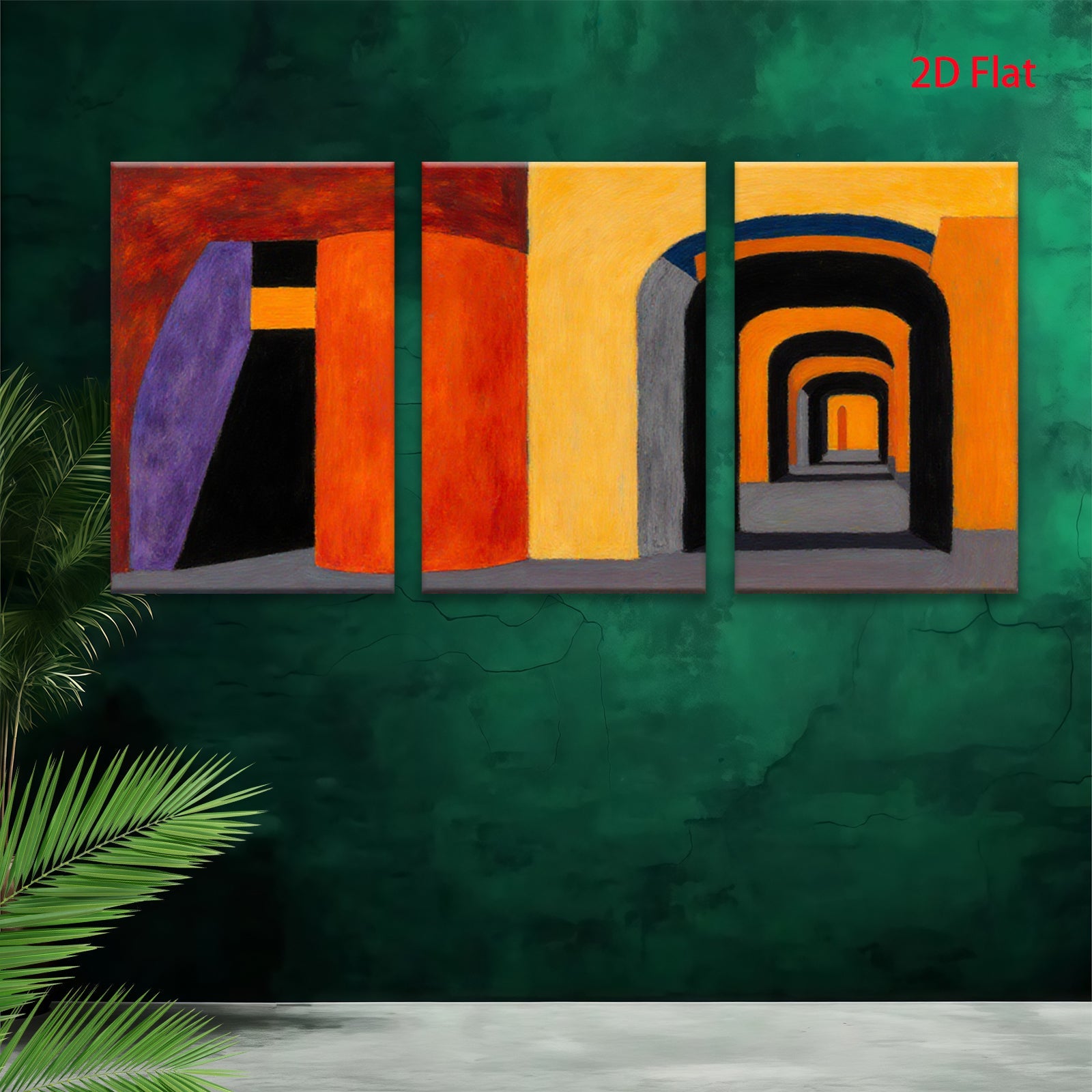 2D flat 1pc Abstract Geometric Hallway Canvas Wall Art Modern Living Room Bedroom Decor Farmhouse Style Gallery Wrapped Art