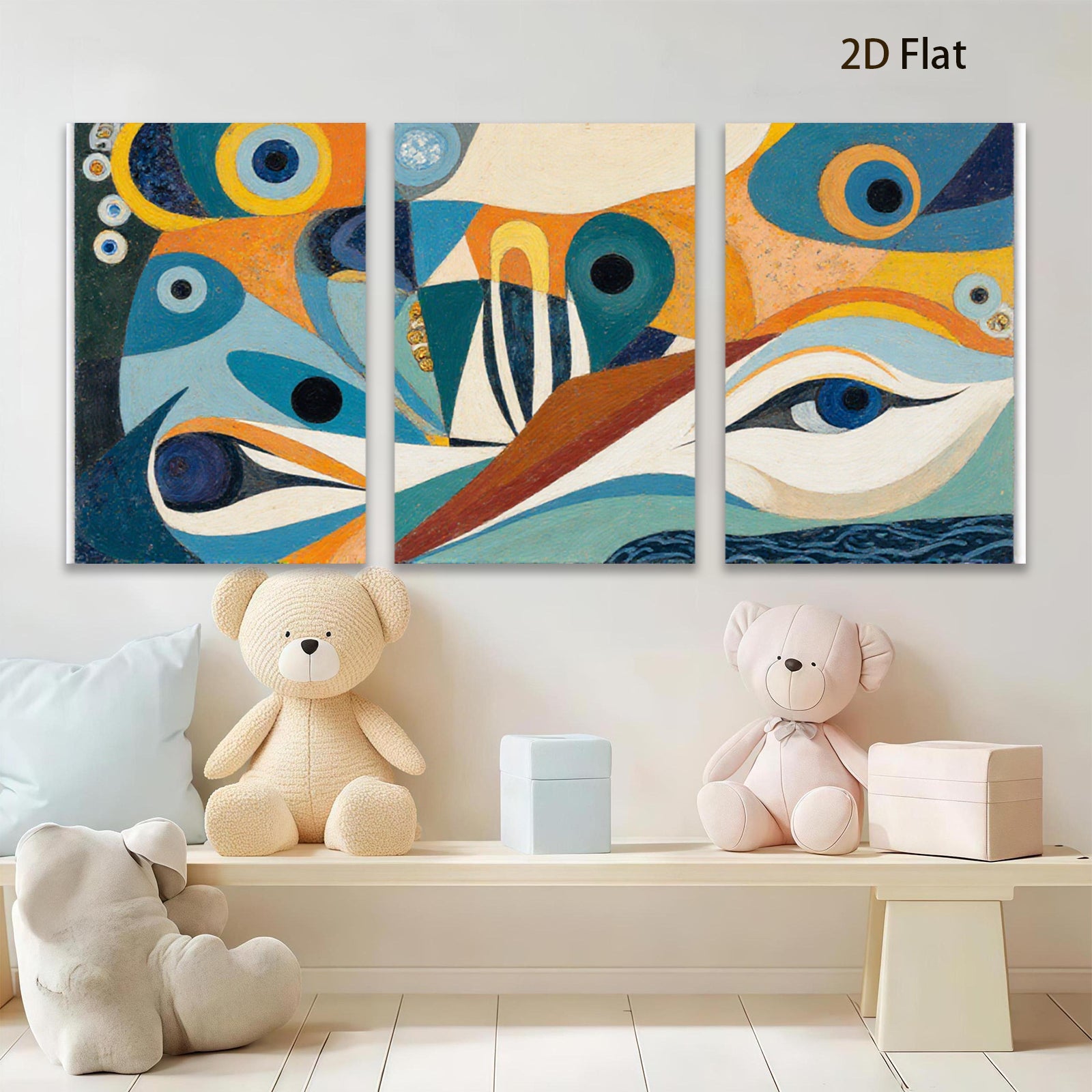 2D flat 1pc Abstract Geometric Shapes Colorful Modern Wall Art Canvas Prints Living Room Bedroom Decor Farmhouse Style Gallery Wrapped Ready to Hang