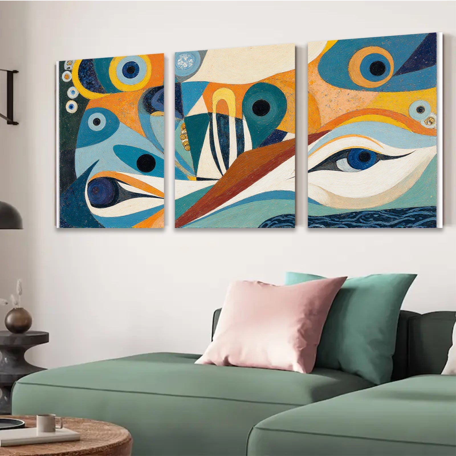 2D flat 1pc Abstract Geometric Shapes Colorful Modern Wall Art Canvas Prints Living Room Bedroom Decor Farmhouse Style Gallery Wrapped Ready to Hang