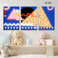 2D flat 1pc Abstract Geometric Shapes Modern Art Wall Decor Living Room Bedroom Canvas Prints Framed Ready To Hang Gallery Wrapped Teal Gold Minimalist Chic